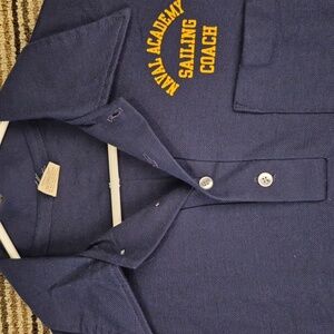 VELVA SHEEN Naval‎ Academy Sailing Coach USA Cotton Blend L Polo Shirt VTG 70s